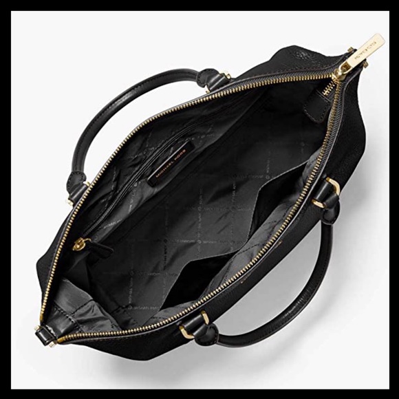 MICHAEL KORS Lenox Large Pebbled Leather Satchel Black - Picture 3 of 12